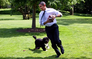 President Playing Football with Bo